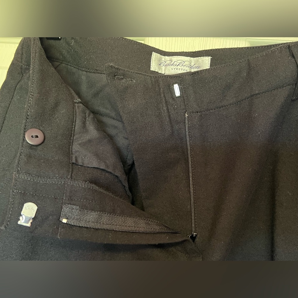 Brooks Brothers Women’s Black Stretch Wool Pants Sz 8 EUC Flat Front Straight Lg - Picture 6 of 14